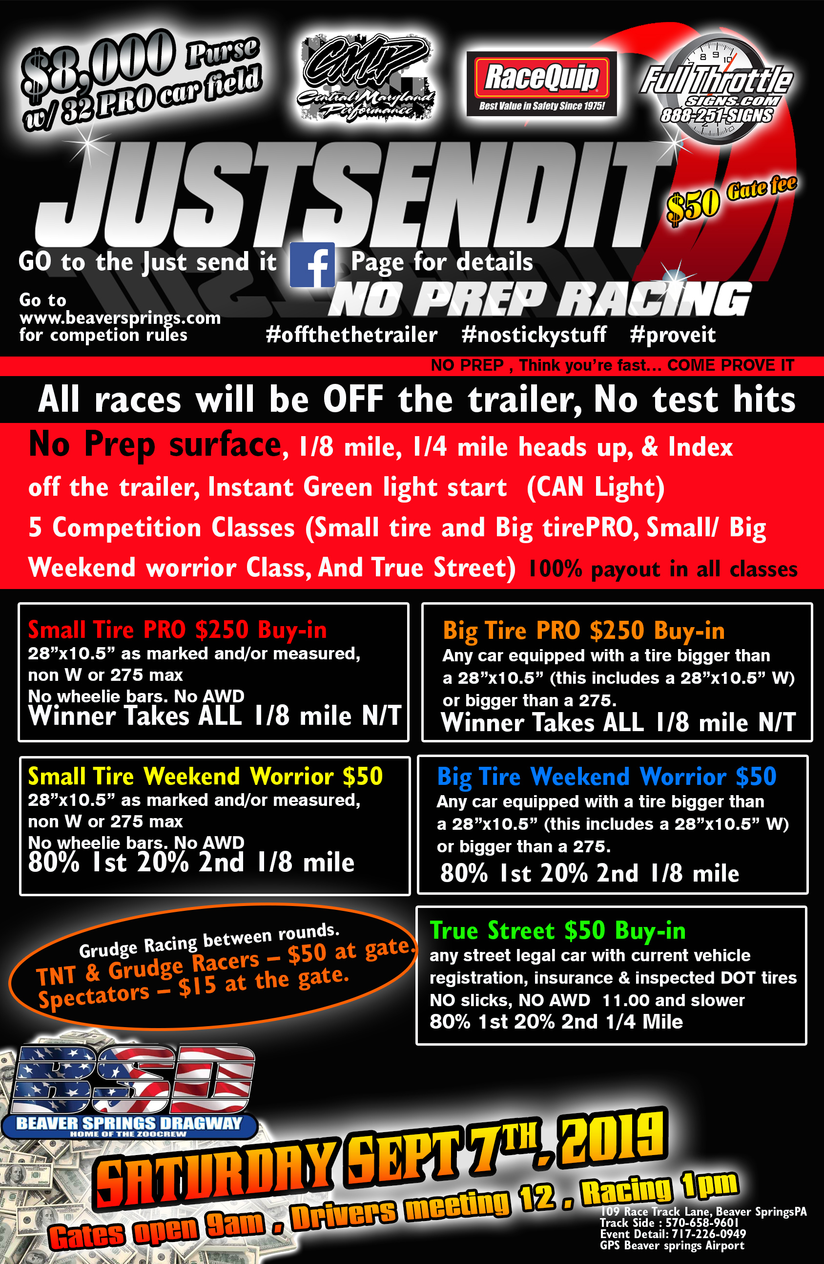 Just SEND it. NOPREP RACES Beaver Springs Dragway